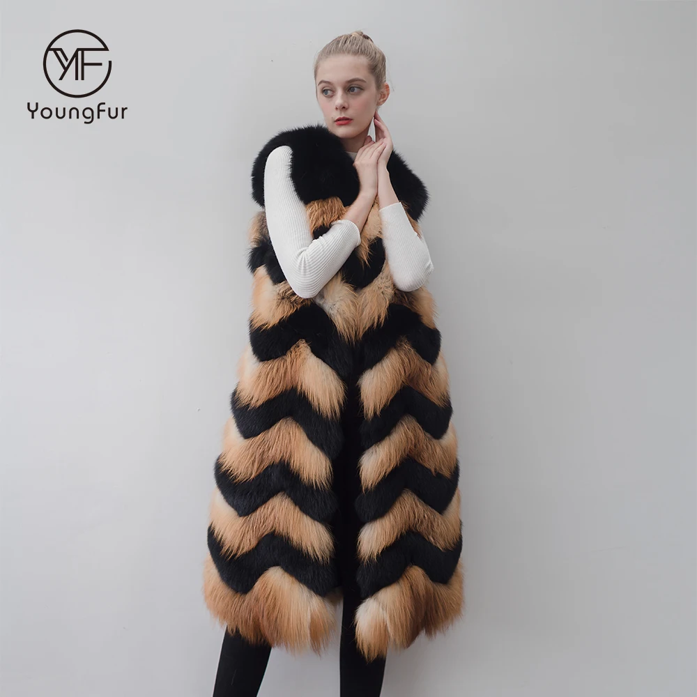 OEM Service winter long women warm red fox fur vest