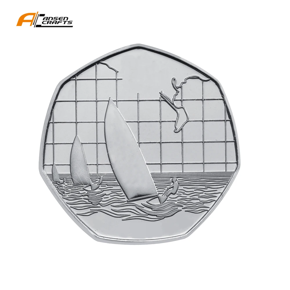 Rare Material Titanium Tantalum Niobium Coin UK Boeing Planes Commemorative 7 Sided Silver Coins with Gift Boxes