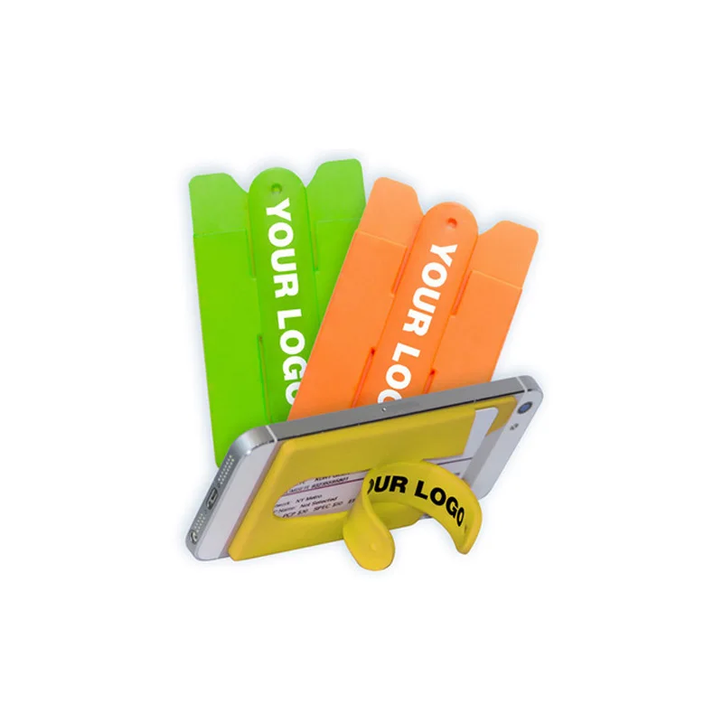 Cheap Cost Custom Logo Card Holder Pocket Sticky Phone Silicone ID Credit Card Holder