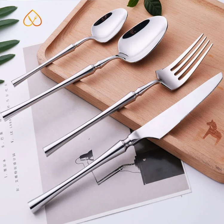Chinese tableware high quality luxury mirror polished fork spoon knife 304 stainless steel cutlery set activity