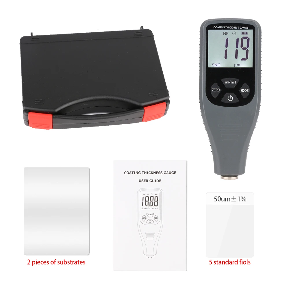 Coating Thickness Gauge Digital Coating Paint Thickness Gauge Meter Tools Ferrous and non-Ferrous 2 in 1 RZ240