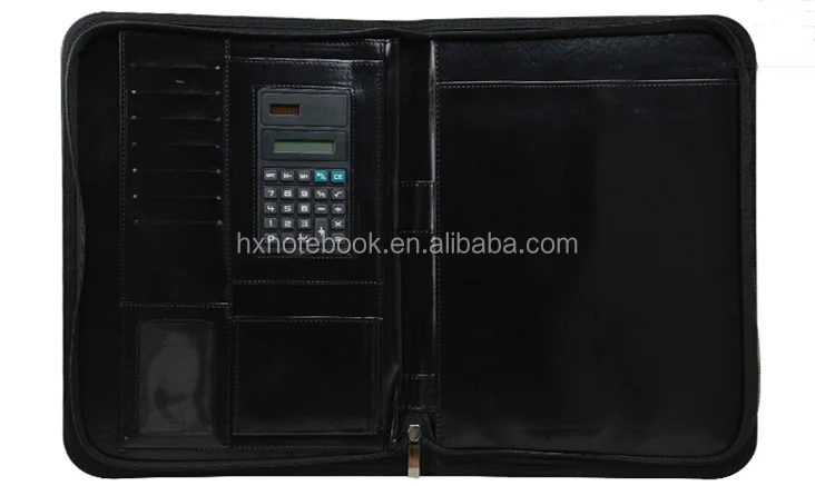 Индивидуальный многофункциональный портфель A4 из искусственной кожи на молнии с калькулятором
