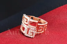 AndyChen Luxury Rose Gold Plated Wedding Rings for Women Crystal Jewelry Trendy Engagement Accessories Party Bague