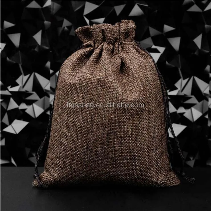 Natural Jute Hessian Hemp Drawstring Bag, Rustic Jute Packaging Bag