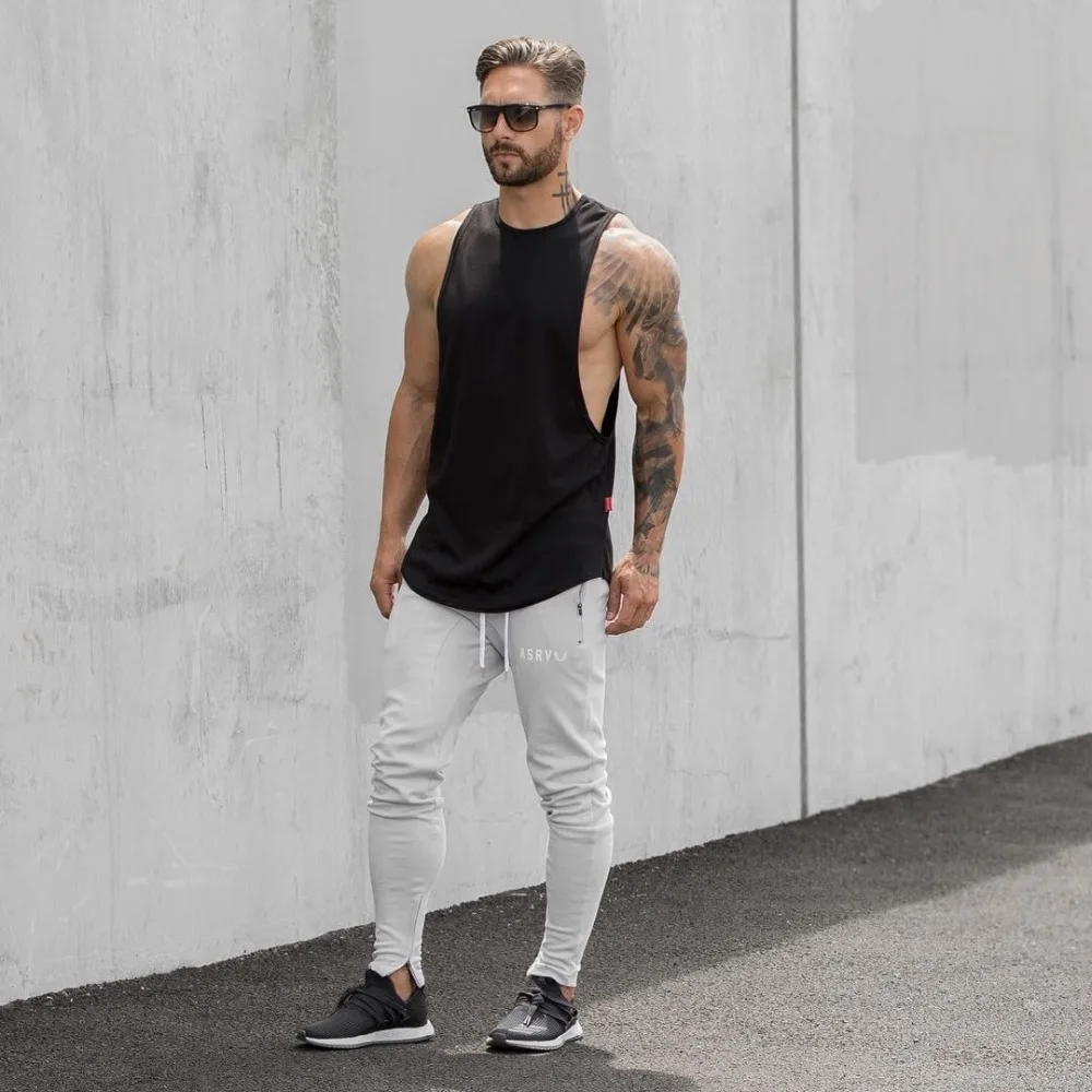 Basic compression cotton fabric tank top sports wear for men