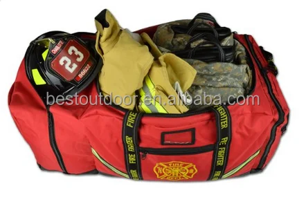 Firefighter Rescue Turnout Fire Gear Bag w/ Shoulder Strap Helmet Pocket