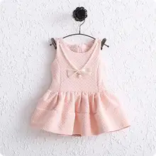 New arrival baby girl dress 6 24months air cotton Noble Pearl necklace baby cute vest clothing