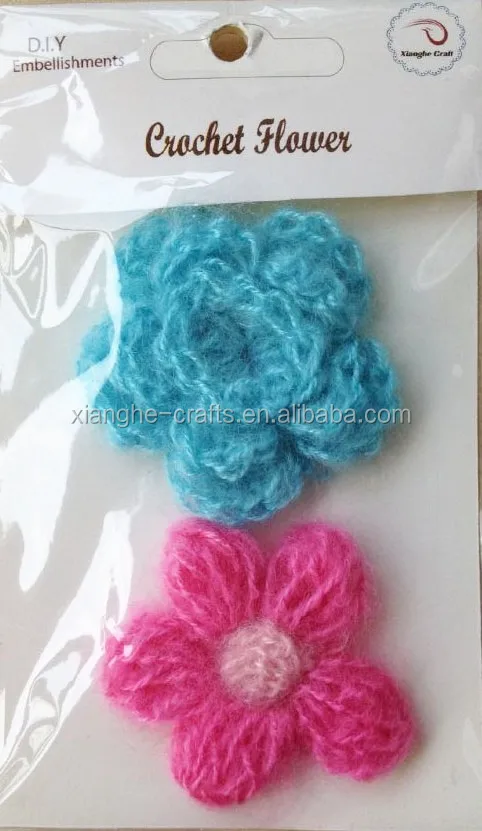 DIY Crochet Flower with Charm and Sticker for Scrapbook Decoration