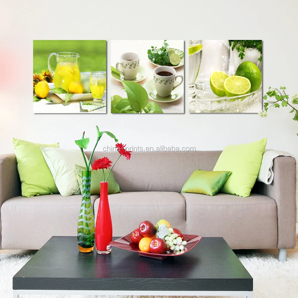 Fruit Photo Giclee Print on Canvas/Lemon Canvas Printing Art/3 Panel Wall Art Home Decor