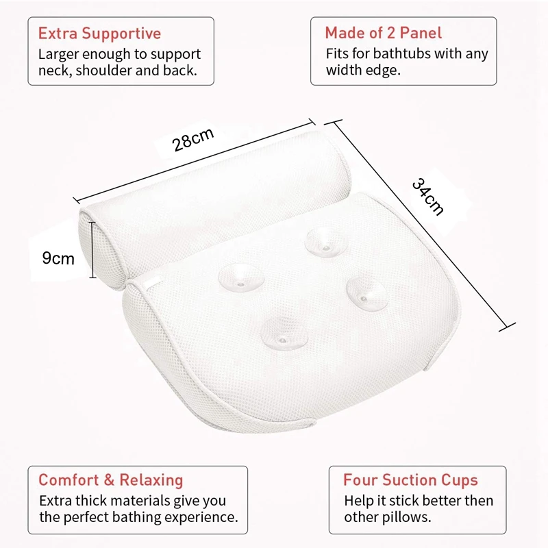 Eco-friendly wholesale 3D air mesh bath tub pillow spa