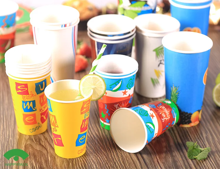 HAPPYPACK Custom Color Wholesale Disposable High Quality Party Paper Cup 20oz Cold Drink Paper Cup Free Sample