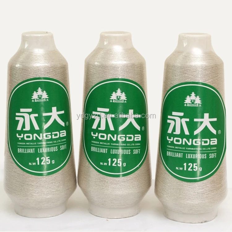 
100% Polyester Material and High Tenacity Feature pure silver metallic yarn 