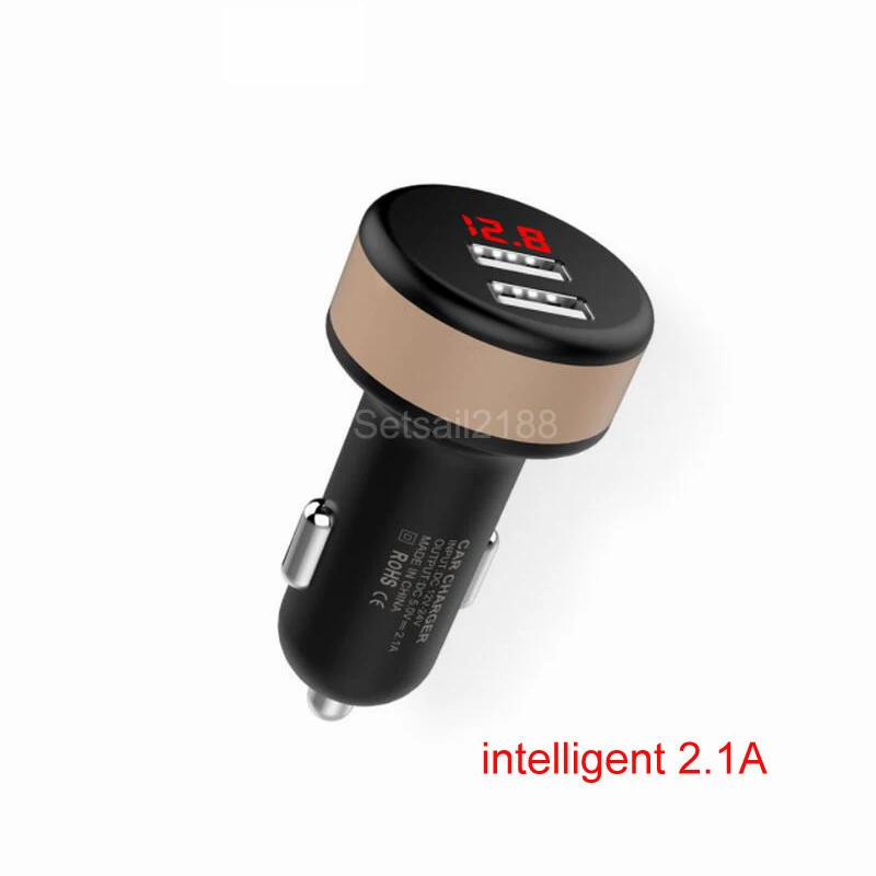 intelligent Smart Universal Dual USB Car Charger Digital Voltmeter 5V 2.1A for Mobile Phone Tablet