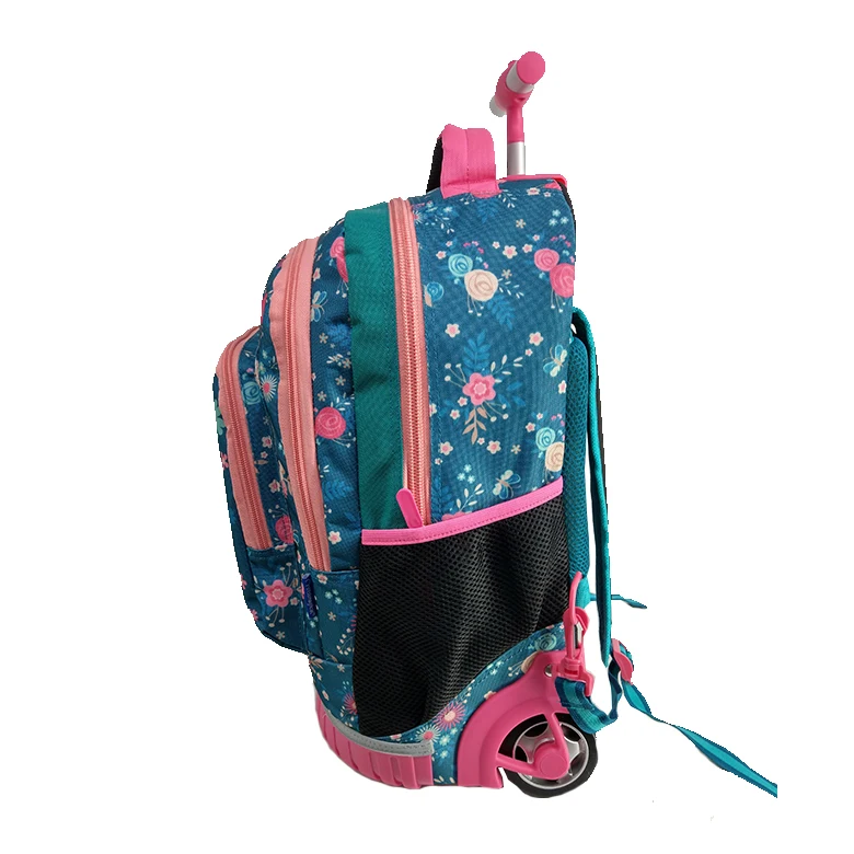 Top level artistic print wheeled trolley backpack bags school waterproof trolley backpack