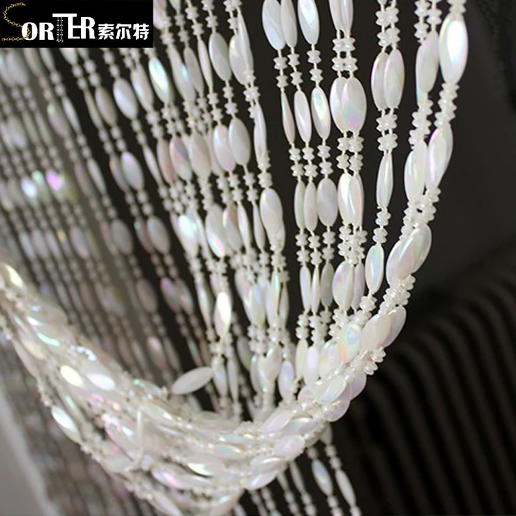 milky white beautiful plastic beaded curtain for background