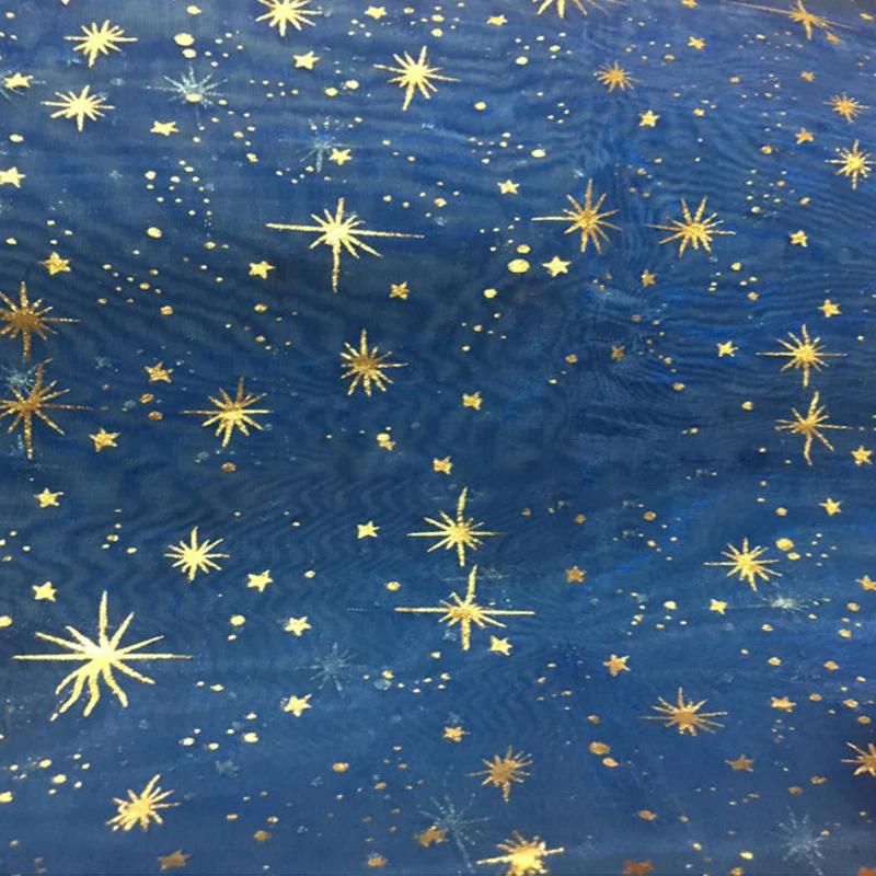 
hot stamp star organza fabric 
