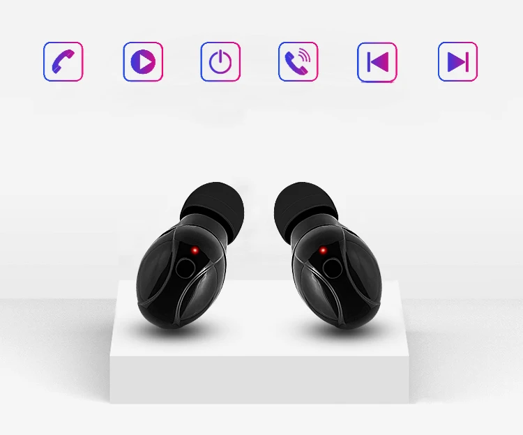 Auto Pairing Handsfree Headphones Mini TWS BT 5.0 Stereo in-Ear True Wireless Earphone with Mic for Android/iPhone
