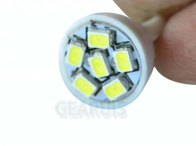 W5W T10 6 SMD 1206 LED 6SMD 3020 6LED 194 168 501 LED white blue yellow green DC 12V Dashboard lights Car Interior lights 12V