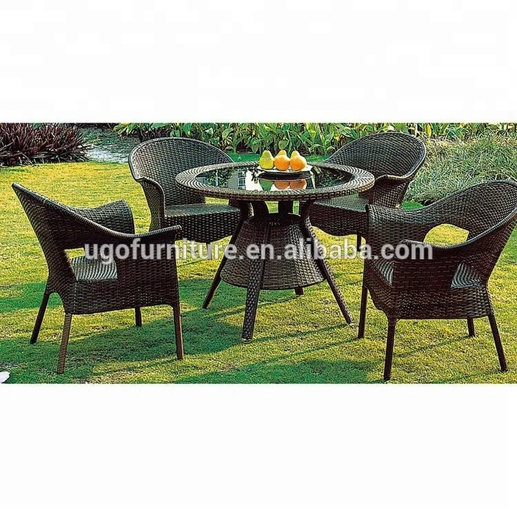 
High quality garden rattan small round table with low price dining chairs furniture 