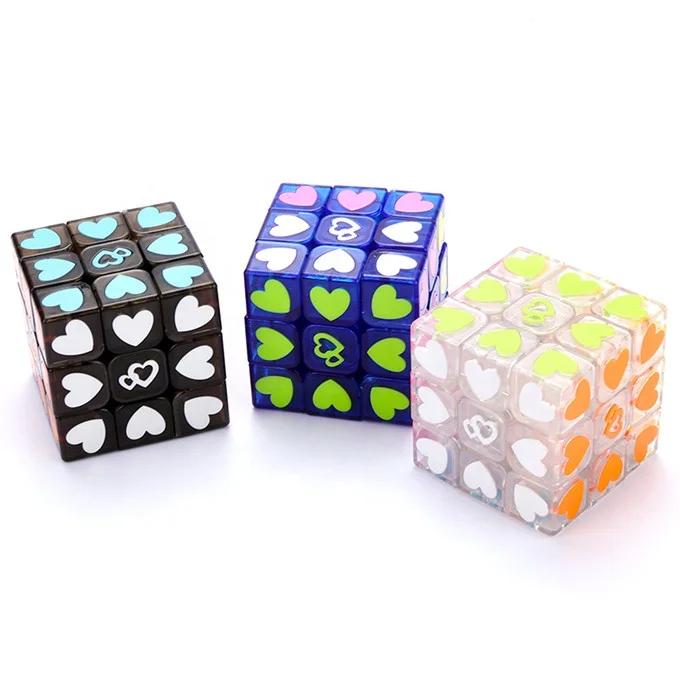 3x3 unique heart transparent 5.7cm iq puzzle toy magical cube speed for kids