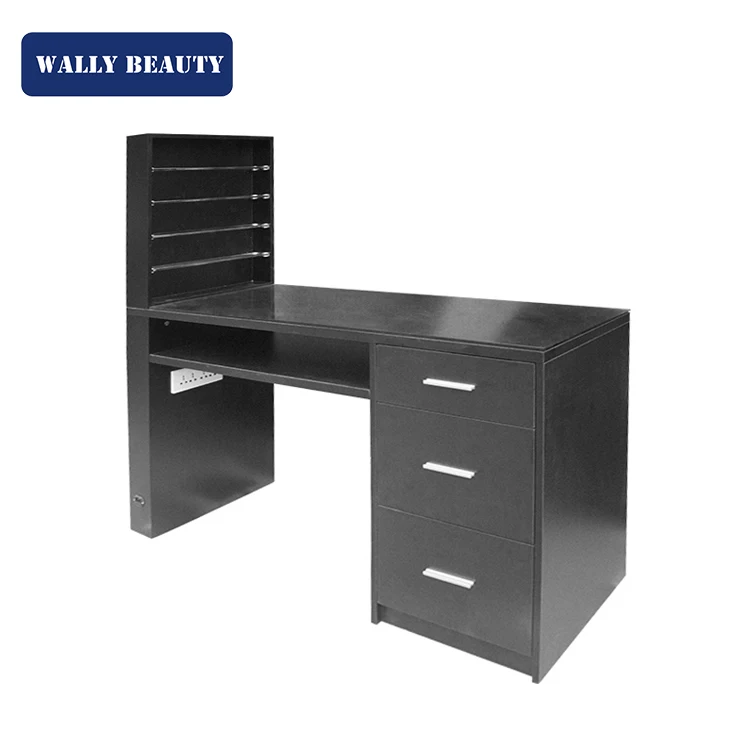 Wallybeauty wholesale white nail table glass top manicure table with display rack