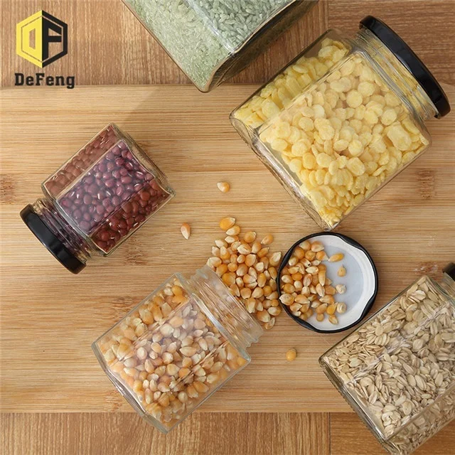 100ml 180ml 280ml Glass Storage Bottle hexagonal Honey Jar jam Jar
