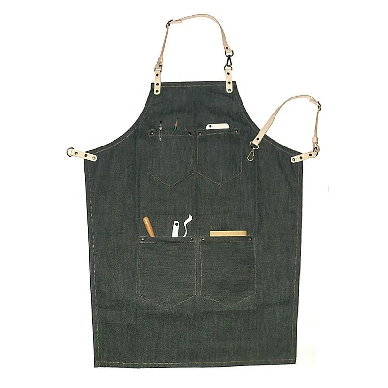 Korean style cross back apron waterproof apron with tool pockets apron for haircut