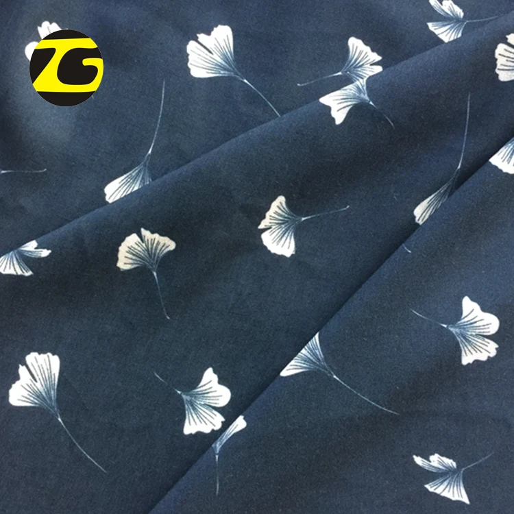 Leaf design digital printed 100 viscose weaving rayon poplin fabric for women blouses