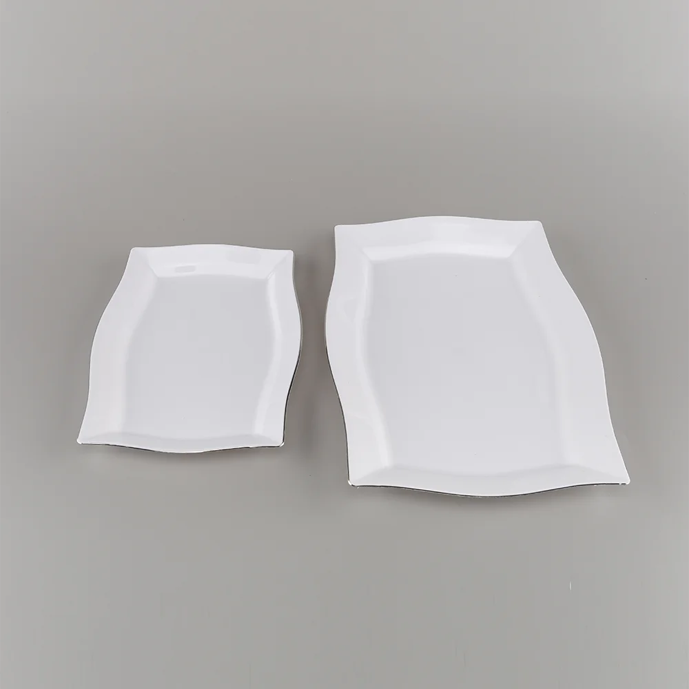 
High quality hard wholesale cheap white rectangle disposable premium plastic plates 50pcs 7.5