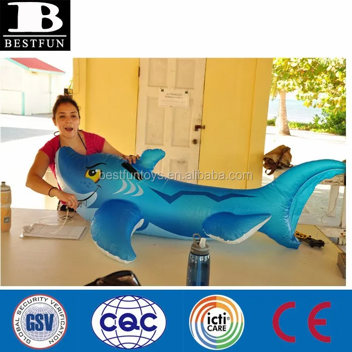 Inflatable Shark Rider for Children durable plastic blow up sea animal ride-on swimming pool float toys kids