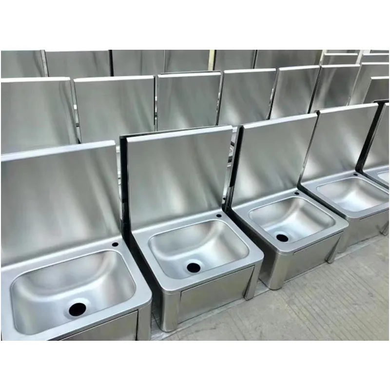Commercial stainless steel knee foot push operated basin hand washing sink for restaurant