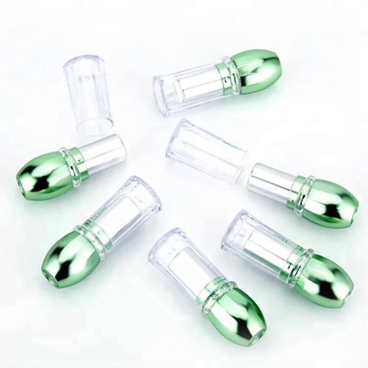 Luxury green lip balm container with clear lid / empty DIY lipgloss tube / make your own lipstick tube for women