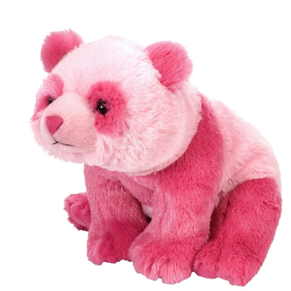 New product promotional fluffy soft pink panda/stuffed pink panda/plush pink panda