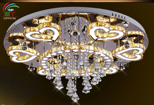 Heart-shaped led crystal ceiling light