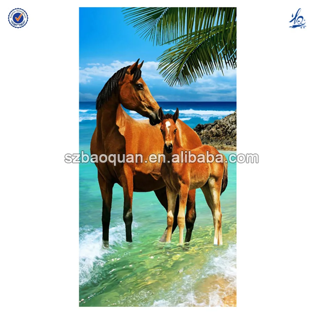 running horse bath towel/100% cotton custom horse beach towel