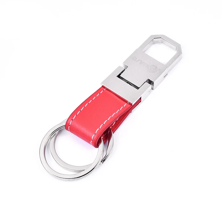 Custom leather key chain metal clip, metal keychain clips leather