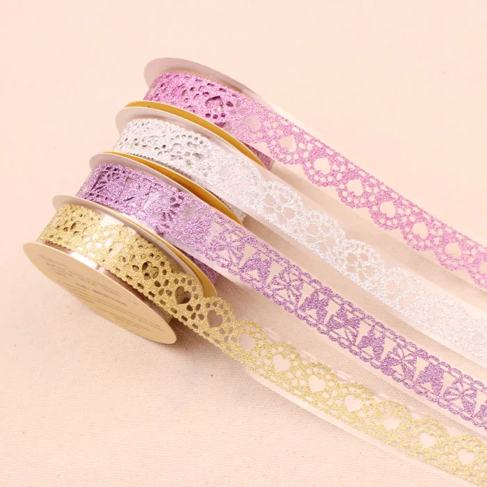Lace pattern glitter bling adhesive tape masking DIY scrap booking lace tape sticker