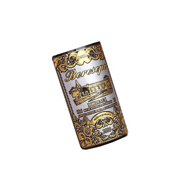 Wholesale OEM Design Embossed Style And Aluminum Label Type Bottle Decorative Custom Metal Private Wine Label