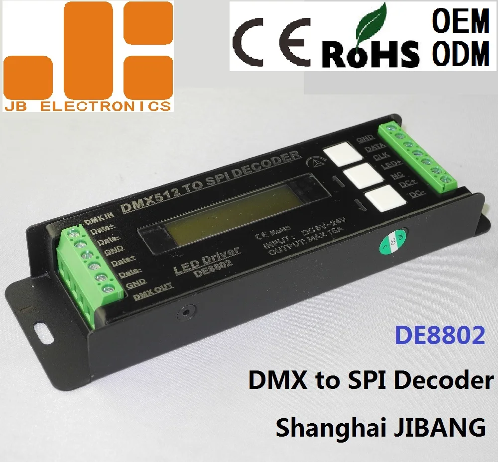 DMX512 Available Standalone 26 Modes 170 Pixel RGB Lighting DE8802 SPI strip controller