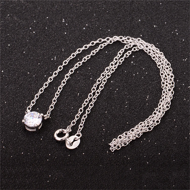 Fashion 925 Sterling Silver Choker Chains White CZ Stone necklace