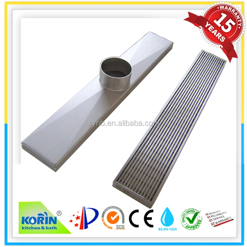 
stainless steel linear shower floor drain with wedge wire grate 