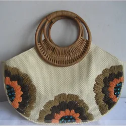 HIFA Paper Straw Handbag Embroidery Tote Bag