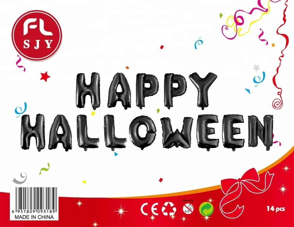 Halloween Party Set 16inch Orange And Black Letter Foil Balloons Decorations