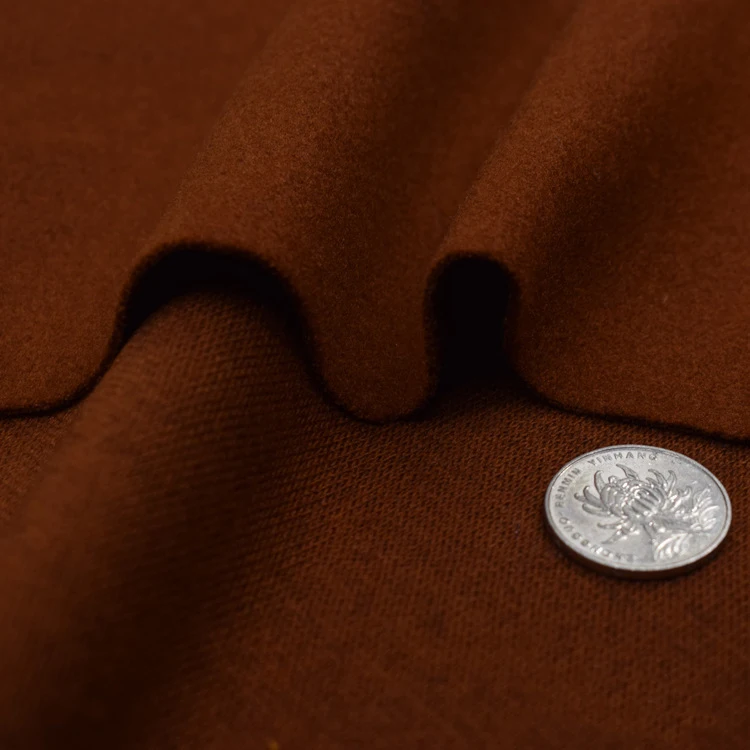 Wholesale solid color 700 gsm brushed 100% polyester artificial italian cashmere fabric for winter out coat