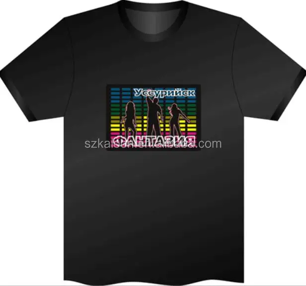 EL T-Shirt Sound Activated Flashing T Shirt Light Up Down Music Party Equalizer LED T-Sh EL t shirt Promotional LED t shirt