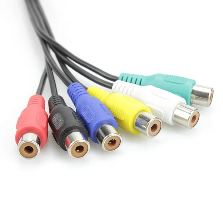 8 Pin Male Din Plug to 6 RCA Female  Audio Cable  RGB Composite Video Cable