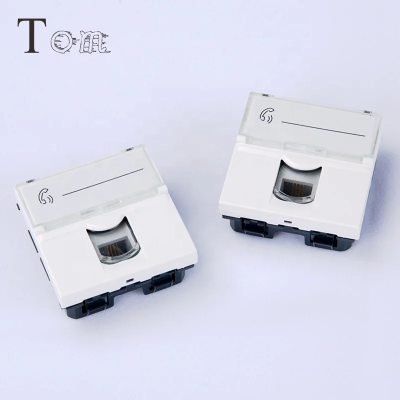 TOM-KJ-L-5 45*45mm french cat3 telecom communication faceplate  RJ11 wall outlet keystone jack legrand style Plate