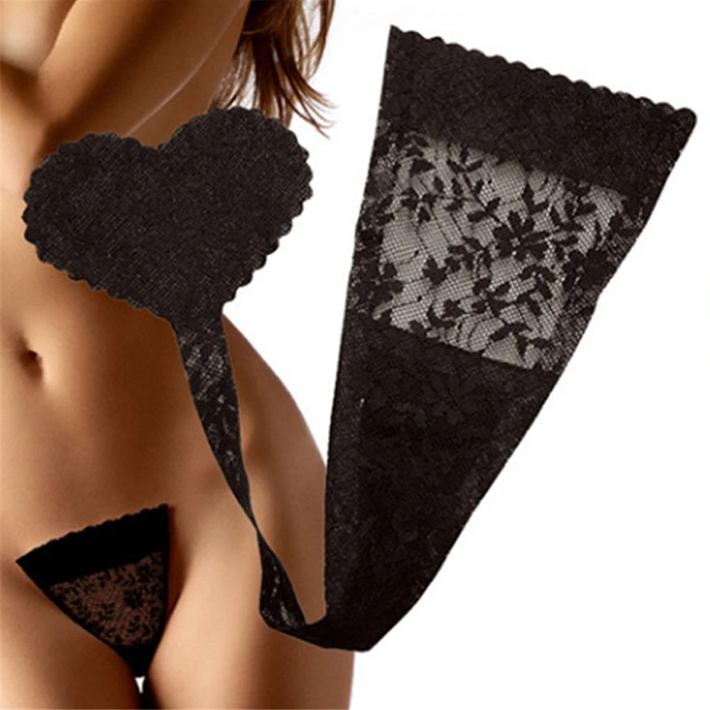 Adhesive Ladies Thongs Invisible Secret Panty Come With Sexy Lace C String Panty
