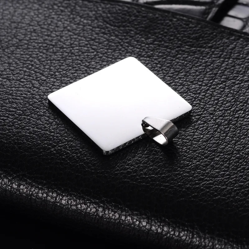 Wholesale Customized Logo Laser Engraved Stainless Steel Silver Square Blank Dogtag Pendant