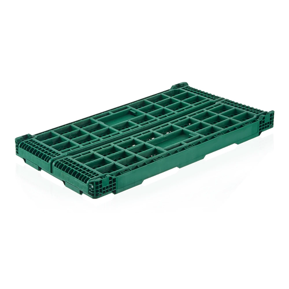 
Stackable vented collapsible storage plastic crate 